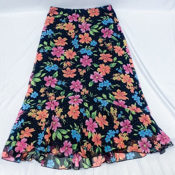 White Stag Reversible Skirt Spring Floral Polka-Dot Comfy Light Weight Womens - Picture 7 of 11